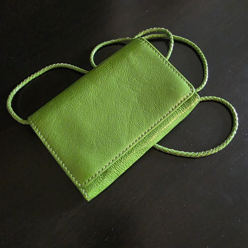 HOBO Bright Green Leather Crossbody Card Pouch